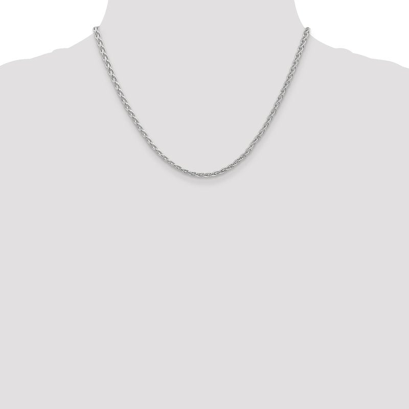 14K White Gold 16 inch 4mm Parisian Wheat with Lobster Clasp Chain