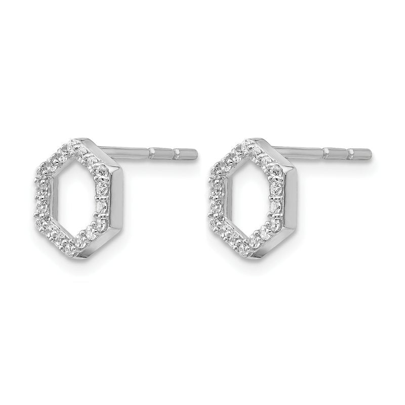 14K White Gold 1/5 carat Lab Grown Diamond VS+ F+ Complete Hexagon Post Earrings