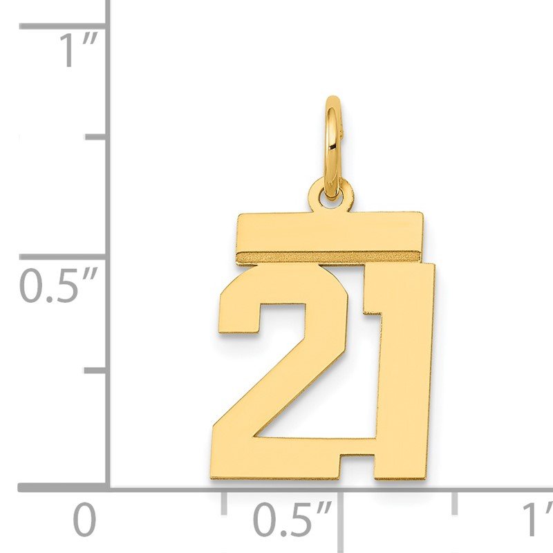 14k Small Polished Number 21 Charm