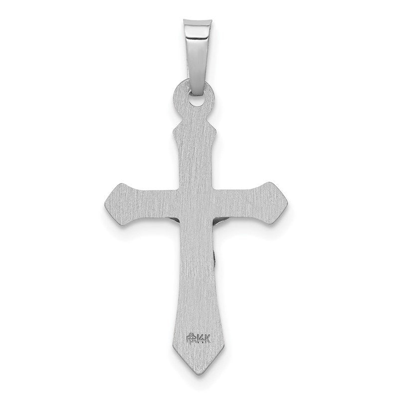 14k White Gold Polished INRI Crucifix Pendant