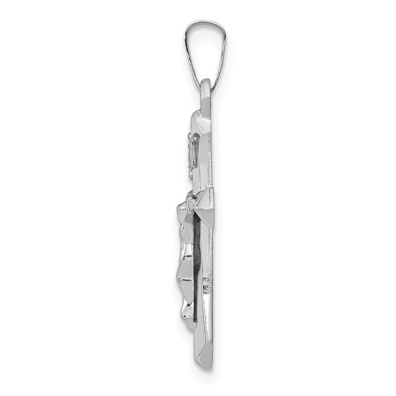 14k White Gold Polished INRI Crucifix Pendant