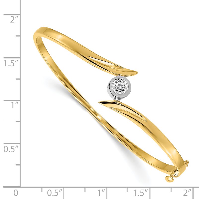 14k Two-tone Complete 1/2 carat AA Diamond Hinged Oval Bangle Bracelet