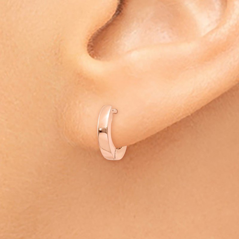 14k Rose Gold Round Hinged Hoop Earrings