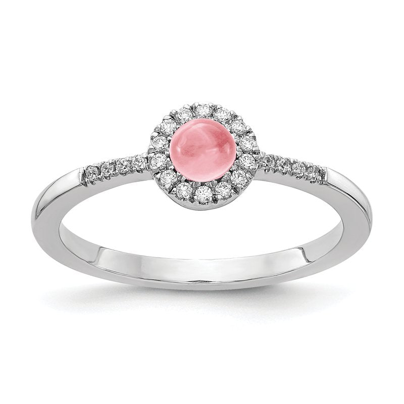 14k White Gold Diamond and Cabochon Amethyst Ring