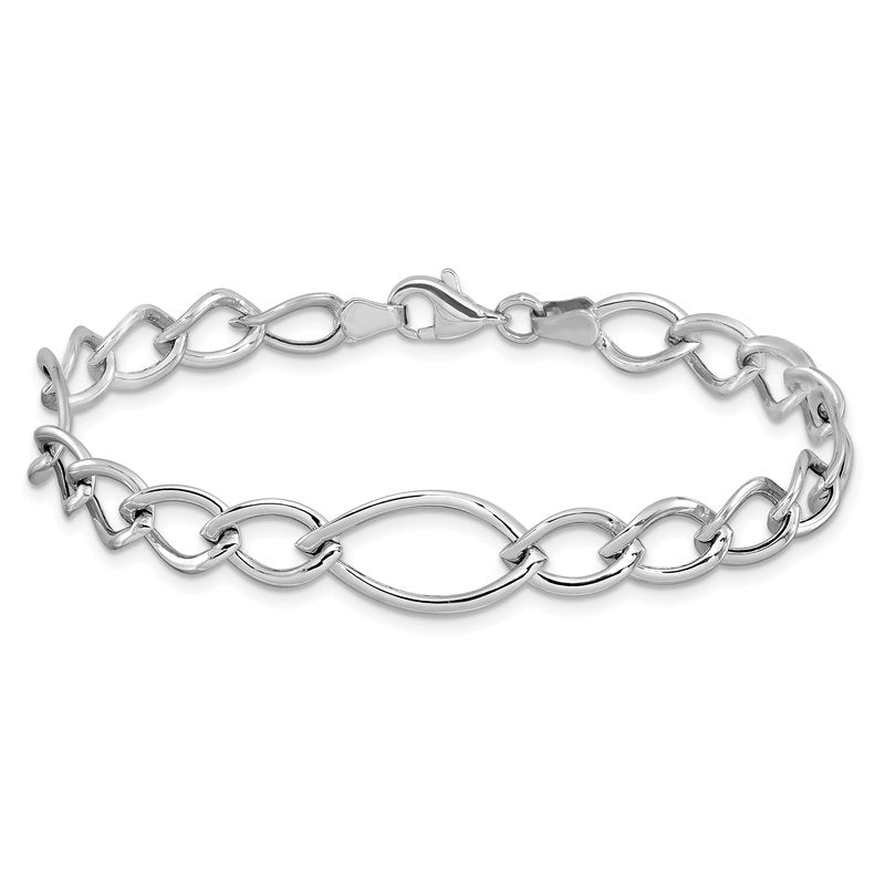 10K White Gold Polished Link Bracelet