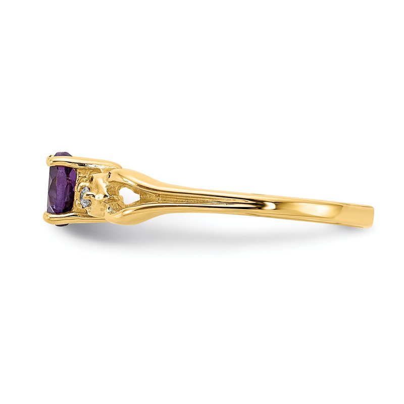 14k 5mm Heart Amethyst A Diamond ring