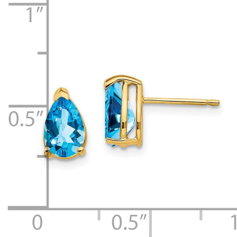 14k 8x5mm Pear Blue Topaz Post Earrings