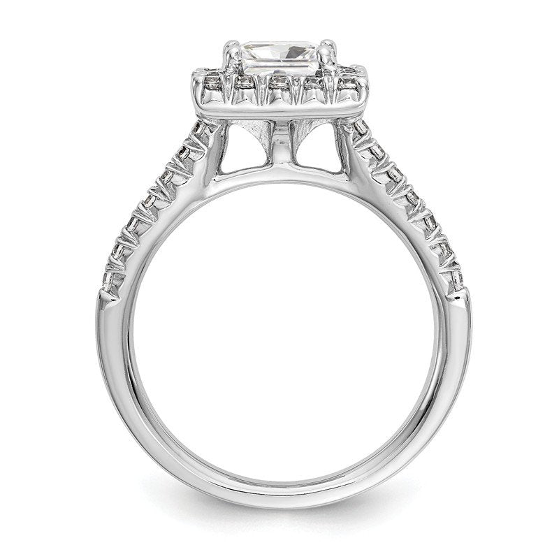14K White Gold 1/3 carat Lab Grown Diamond VS+ F+ Semi-Mount Princess Halo Engagement Ring