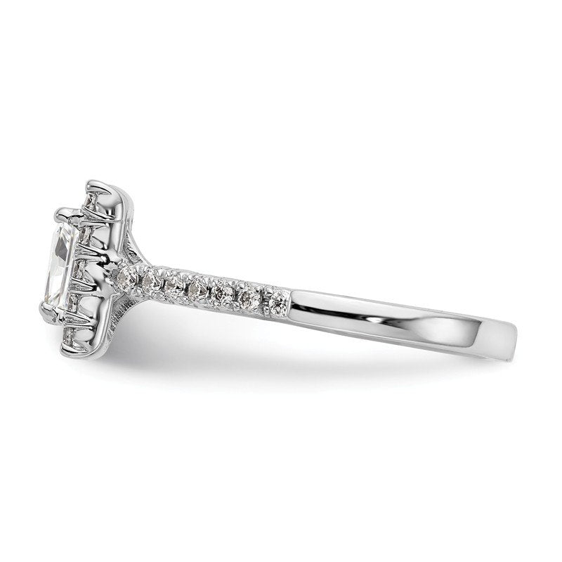 14K White Gold 1/3 carat Lab Grown Diamond VS+ F+ Semi-Mount Princess Halo Engagement Ring