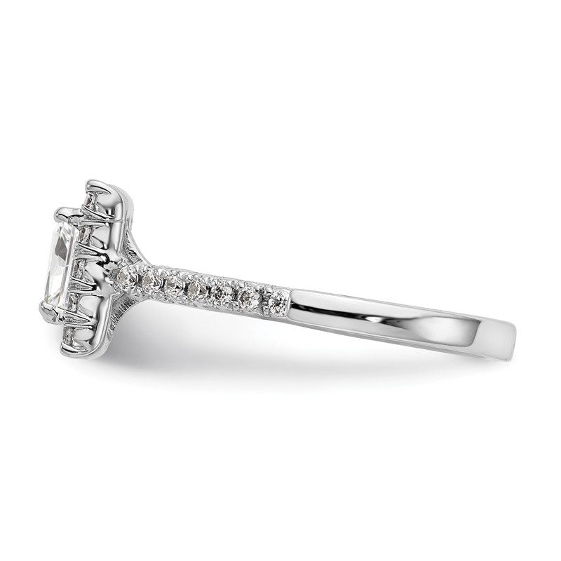 14K White Gold 1/3 carat Lab Grown Diamond VS+ F+ Semi-Mount Princess Halo Engagement Ring