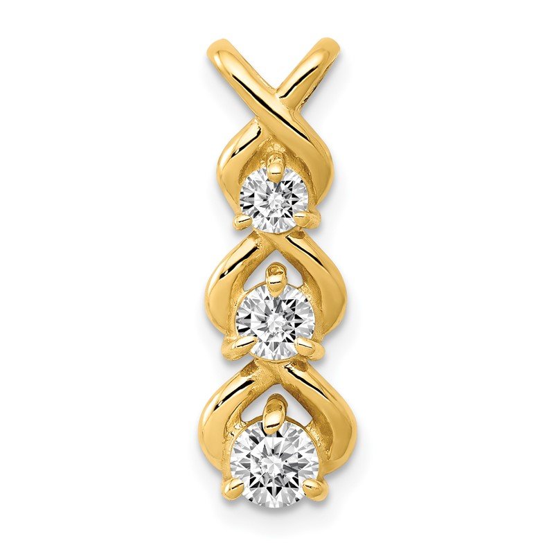 14k Complete 1/2 carat Three-stone A Diamond Criss-Cross Chain Slide