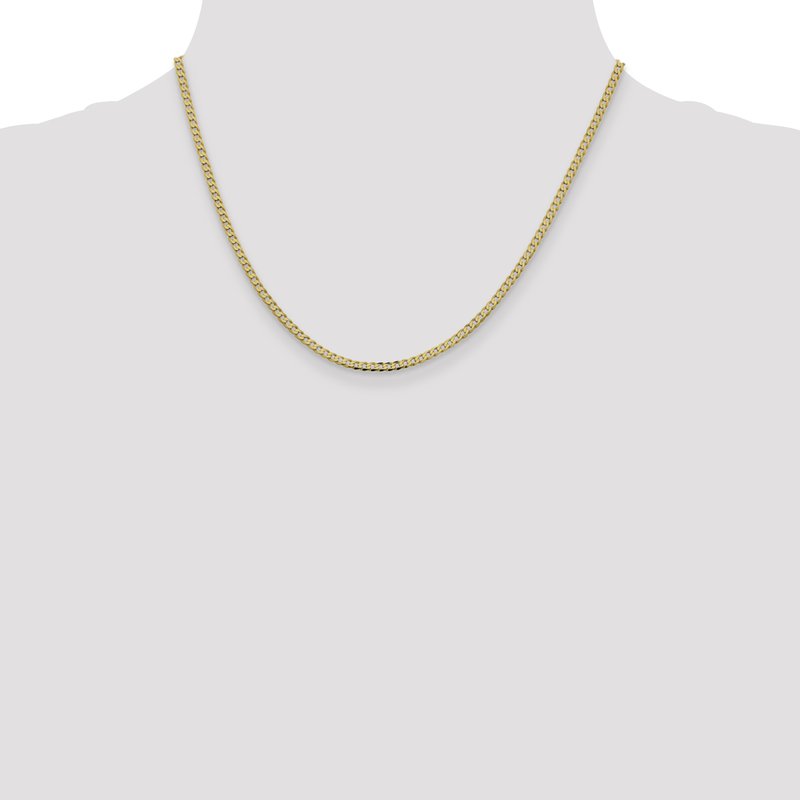 14K 10 inch 2.3mm Flat Beveled Curb with Lobster Clasp Anket