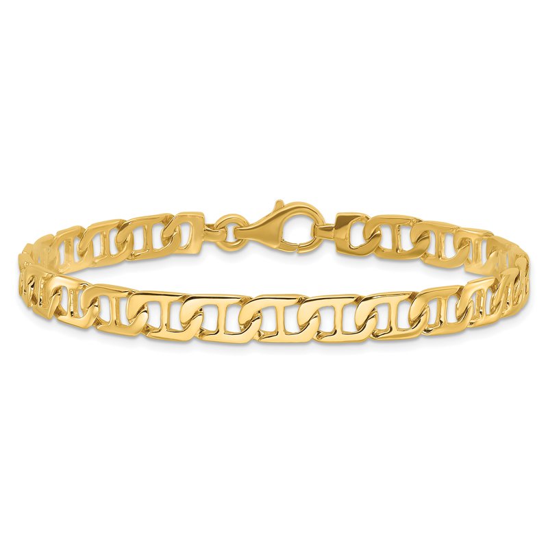 14K 18 inch 6.5mm Hand Polished Fancy Anchor Link with Fancy Lobster Clasp Chain
