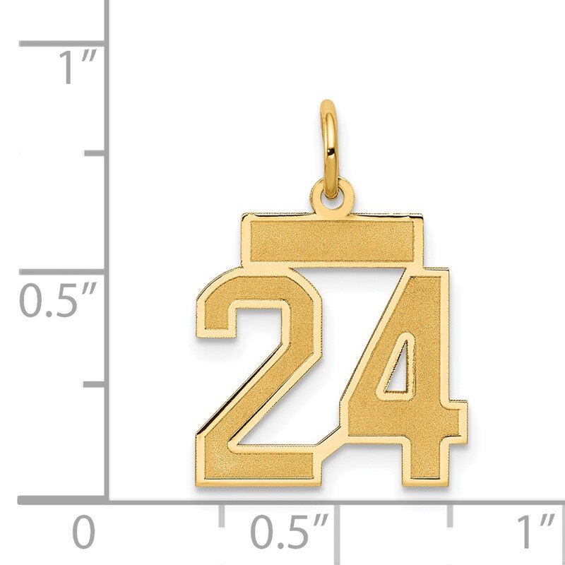 14k Small Satin Number 24 Charm