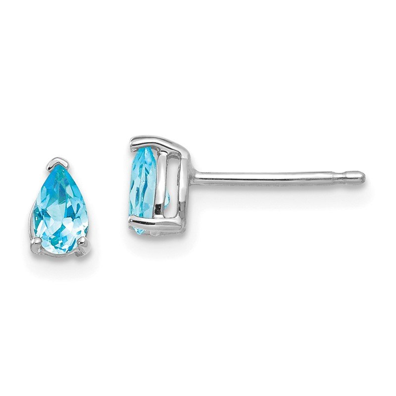 14k White Gold 5x3mm Pear Blue Topaz Post Earrings