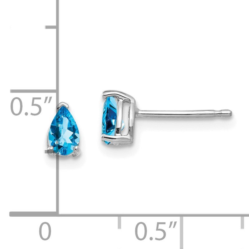 14k White Gold 5x3mm Pear Blue Topaz Post Earrings
