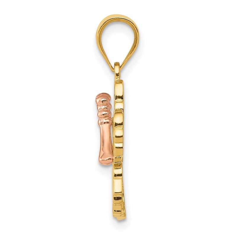 14k Yellow and Rose Gold Hibiscus Flower Pendant