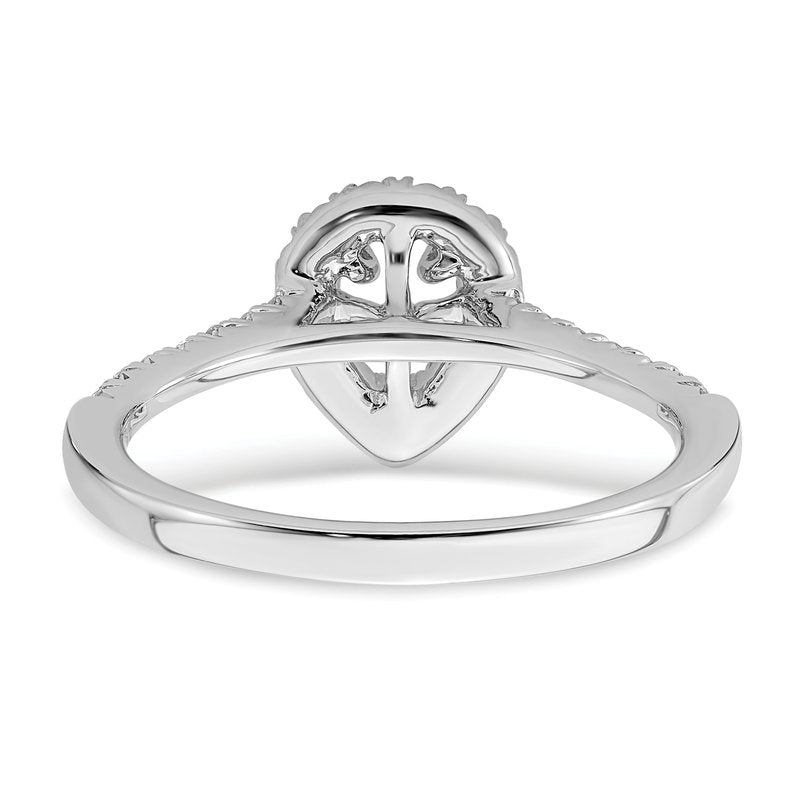 14K White Gold 1/3 carat Lab Grown Diamond VS+ F+ Semi-Mount Pear Halo Engagement Ring