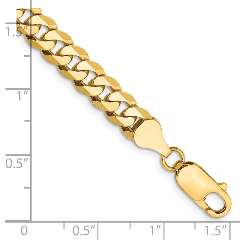 14K 26 inch 6.25mm Flat Beveled Curb with Lobster Clasp Chain