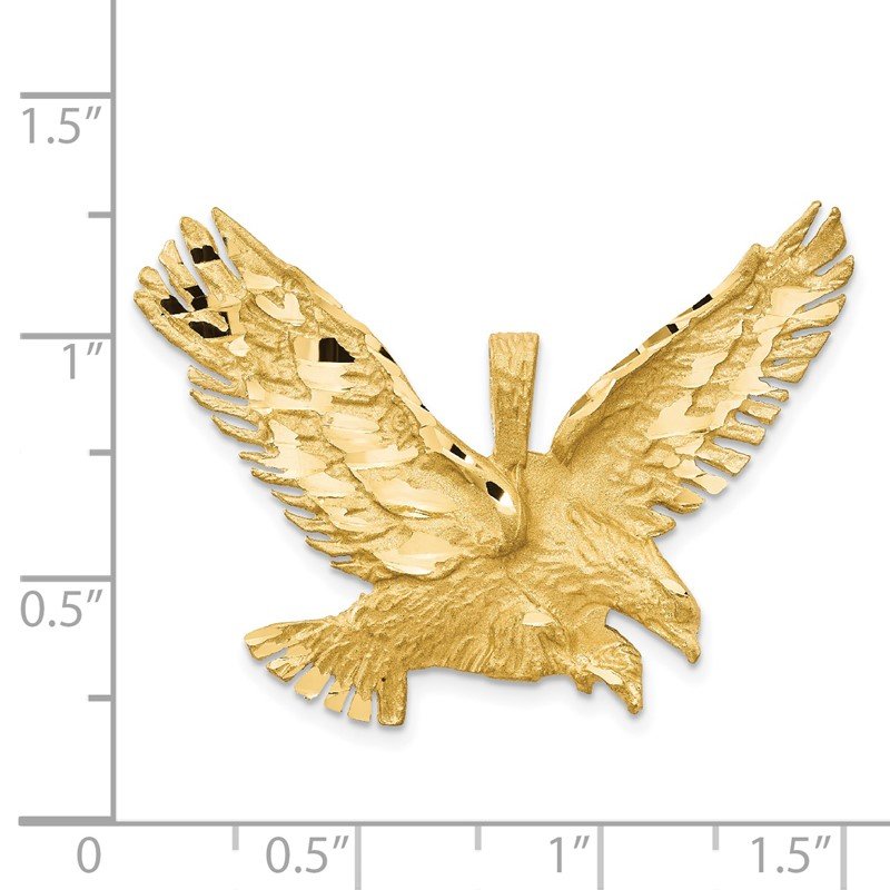 14k Satin Diamond-cut Eagle Pendant