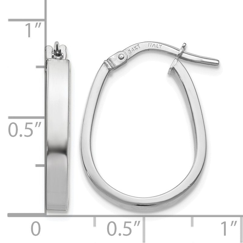 14K White Gold Polished U-Shape Hoop Earrings