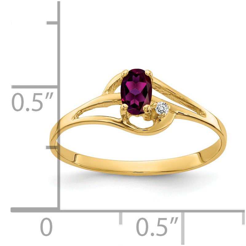 14k 5x3mm Oval Rhodolite Garnet A Diamond ring