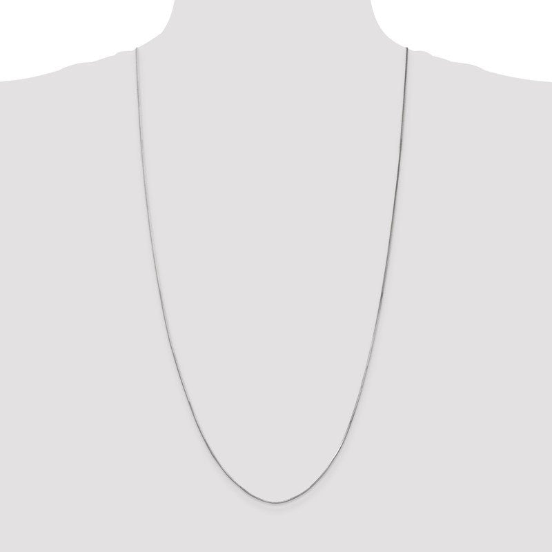 14K White Gold 10 inch 1mm Octagonal Snake with Lobster Clasp Anklet