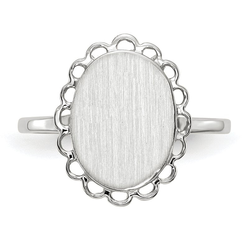14k White Gold 9.0x11.5mm Open Back Signet Ring