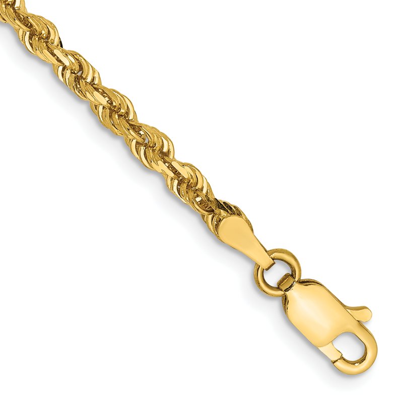 14K 26 Inch 3mm Diamond-cut Quadruple Rope Lobster Clasp Chain