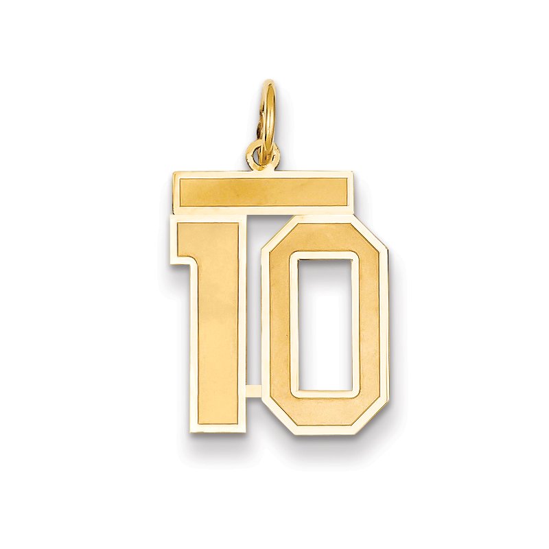 14k Medium Satin Number 10 Charm
