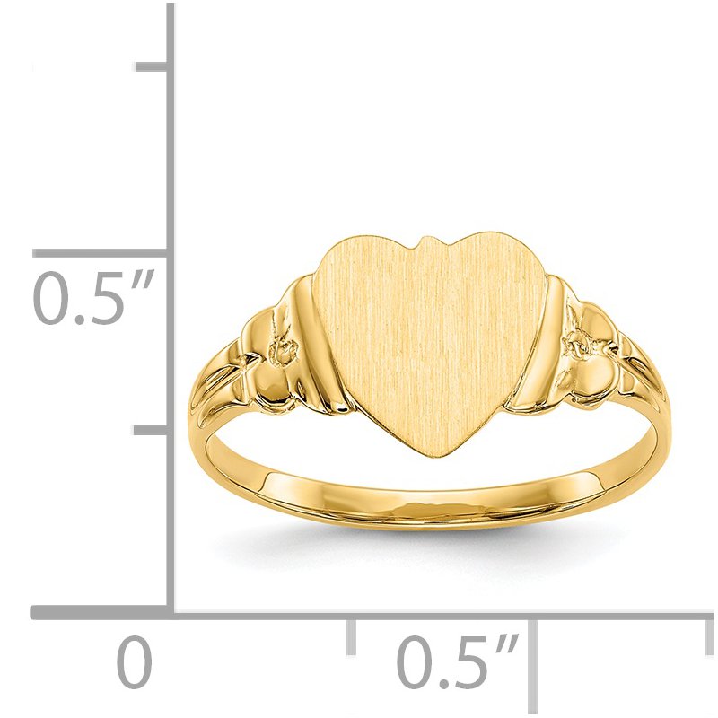 14k 8.0x8.5mm Closed Back Childs Heart Signet Ring