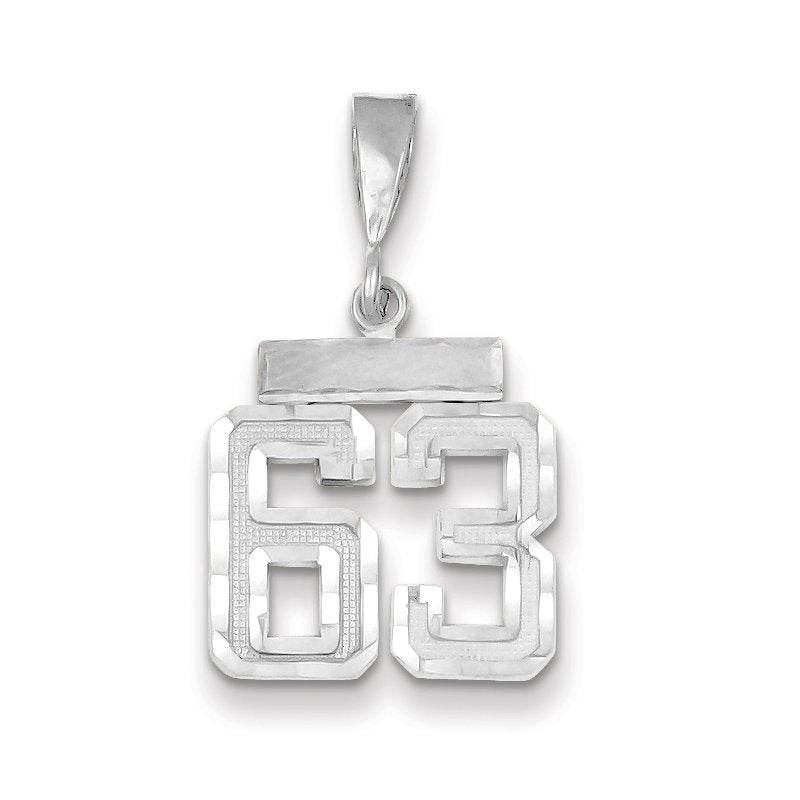14kw Small Brushed Diamond-cut Number 63 Charm