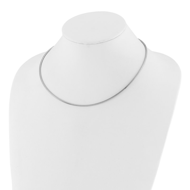14K White Gold 2mm Round Omega Necklace
