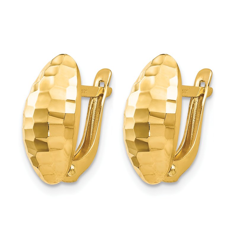 14K Polished and Hammered Hinged Post Earrings
