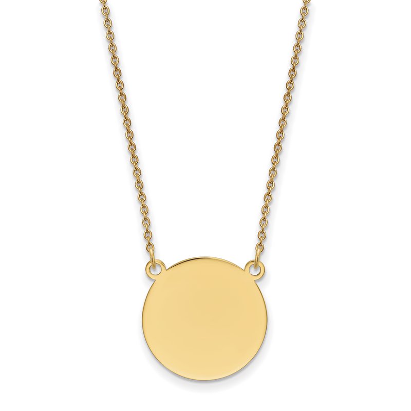 14k Plain .027 Gauge Round Engravable 17x17mm Disc 18 inch Necklace