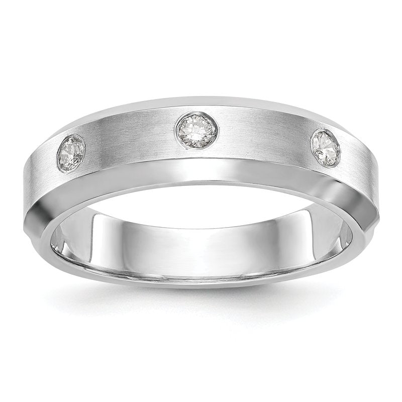 14K White Gold Men's 1/6 carat Lab Grown Diamond VS+ F+ Complete Band