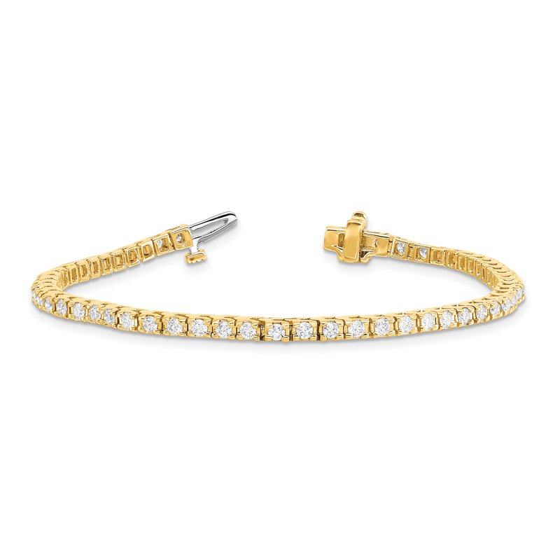 14K Yellow Gold 2 1/5 carat Lab Grown Diamond VS+ F+ Complete Tennis Bracelet