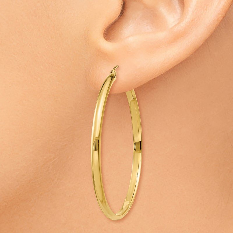 14k 2.75x40mm Polished Tube Hoop Earrings