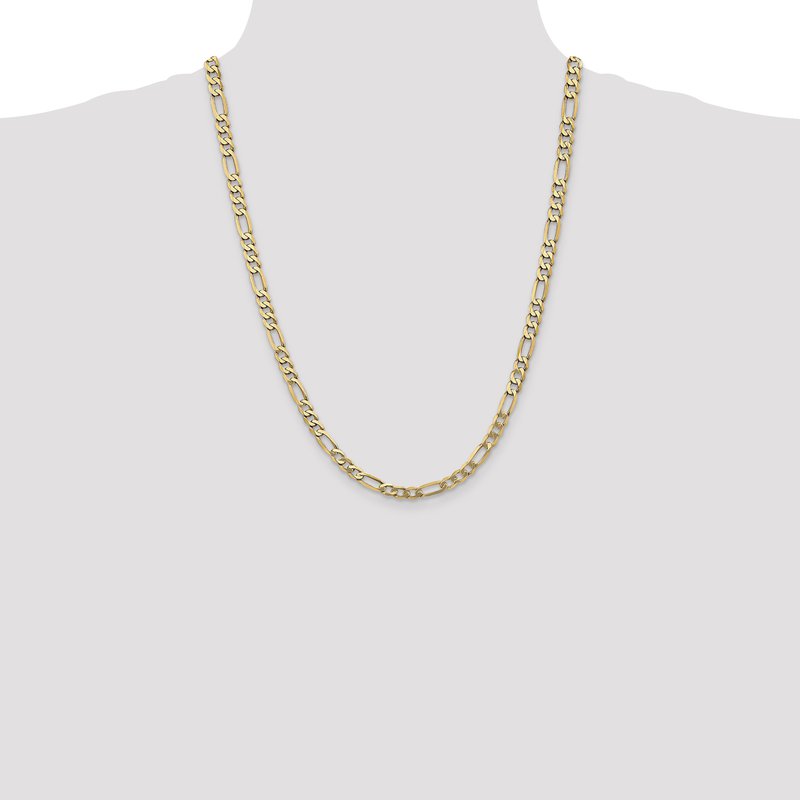 14K 26 inch 5.25mm Flat Figaro with Lobster Clasp Chain