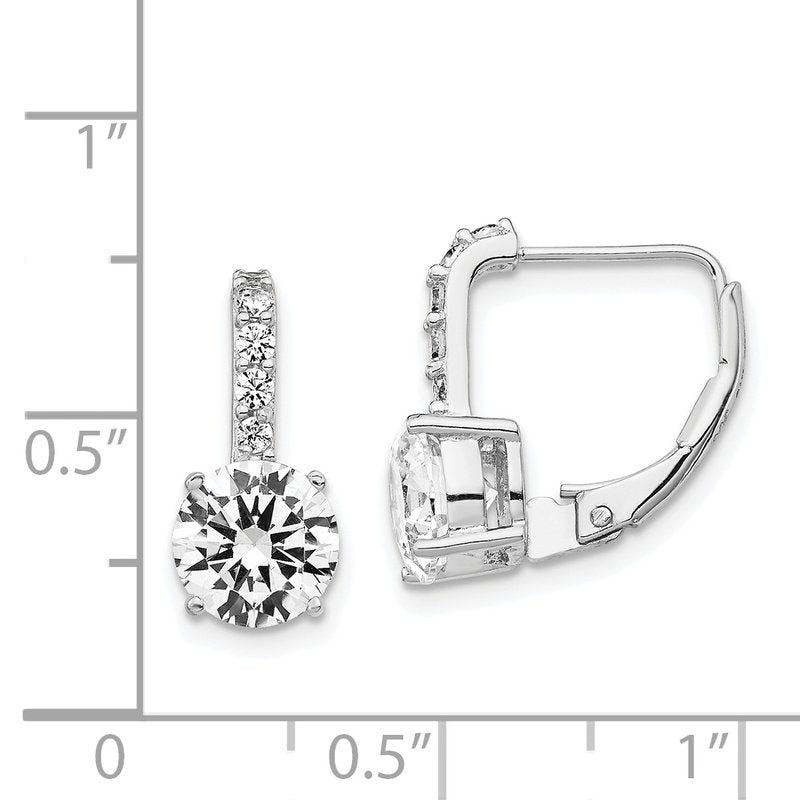 Sterling Silver Rhodium-plated Brilliant-cut CZ Leverback Earrings