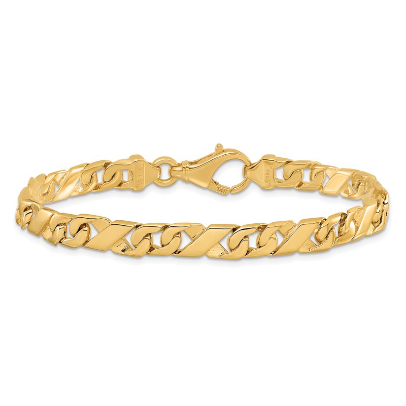 14K 18 inch 6.7mm Hand Polished Fancy Link with Fancy Lobster Clasp Chain