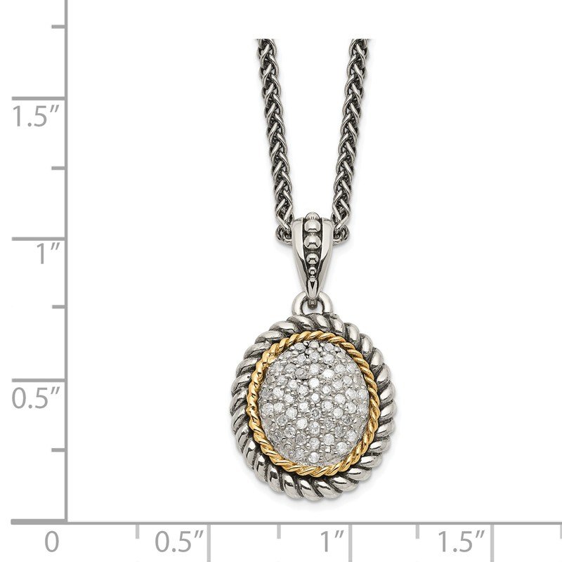 Sterling Silver with 14K Accent 18 Inch Antiqued Diamond Necklace