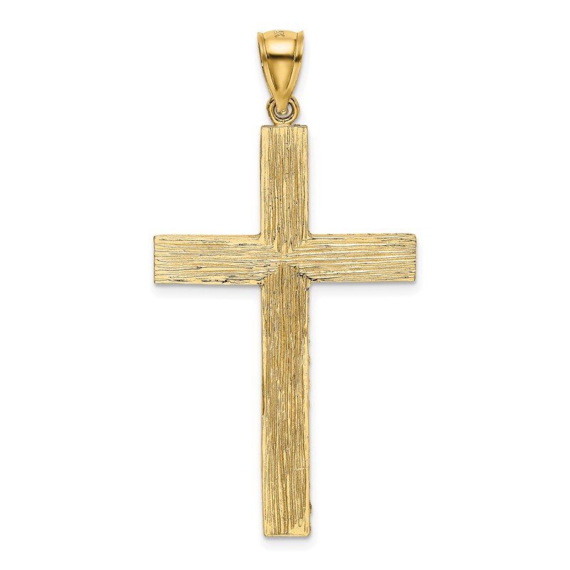 14k Polished and Textured Diamond-cut Latin Cross Pendant