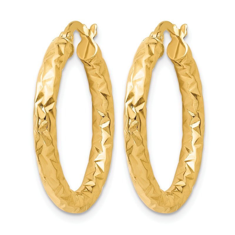 14K ForeverLite Polished and Textured Hoop Earrings