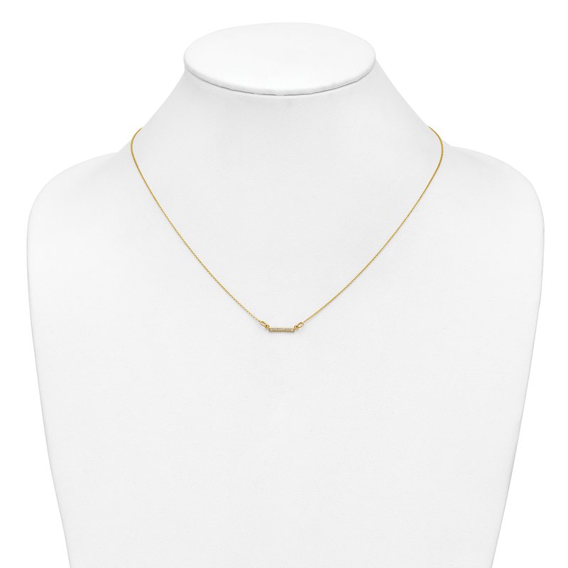 14k Polished 1/20 carat A Diamond Tiny Bar 18 inch Necklace