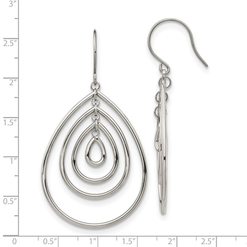 Stainless Steel Polished Dangle Shepherd Hook Earrings