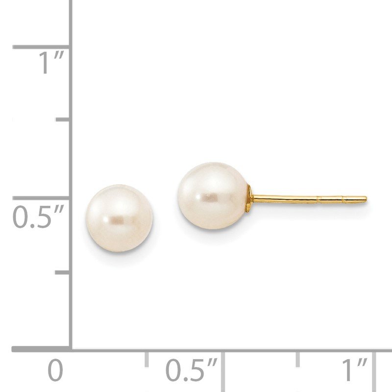 14k Madi K 5-6mm White Near Round Freshwater Cultured Pearl Post Earrings