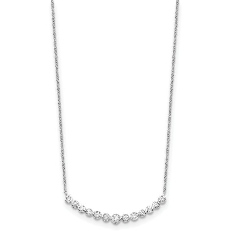 14k White Gold 1/4 carat Diamond Bezel-set Curved Bar 18 inch Necklace