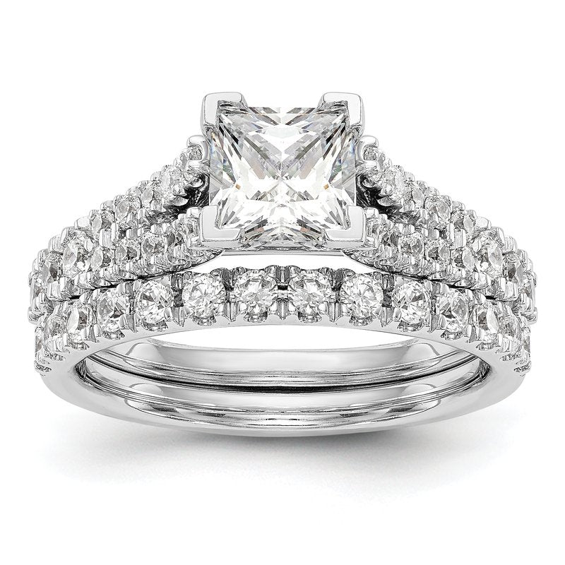 14K White Gold 1/2 carat Lab Grown Diamond VS+ F+ Semi-Mount Peg Set Engagement Ring