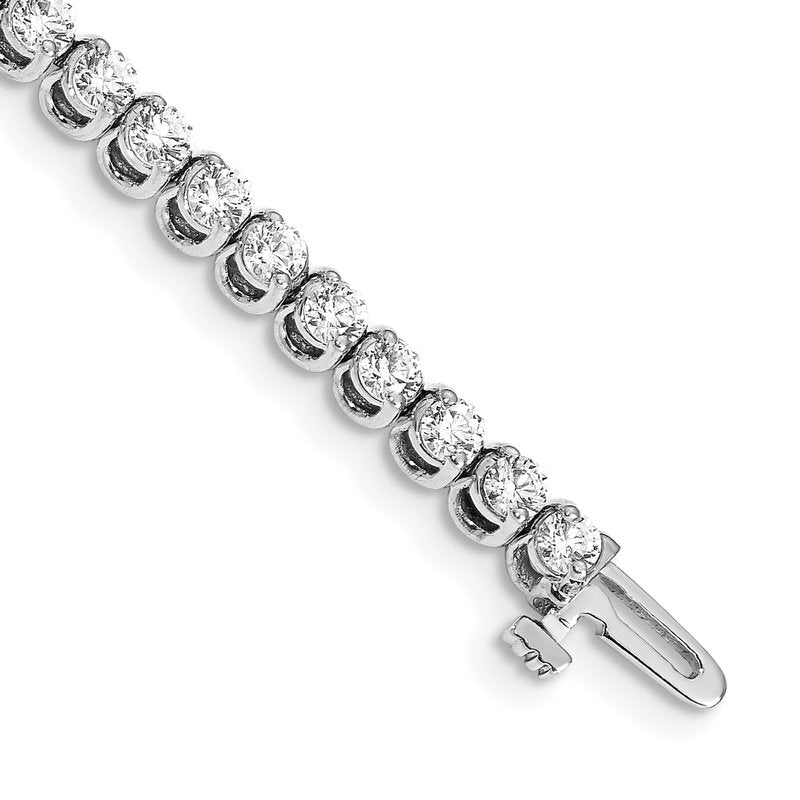14k White Gold Complete 4.18 carat Round VS Diamond 2-prong 7 inch Tennis Bracelet